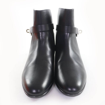 Hermes Neo Silver Hardware Kelly Buckle Leather Short Boots Black 34.5 Box And
