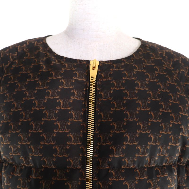 Celine 2 N Triomphe Macadam Bomber Down Jacket Outerwear Brown 40
