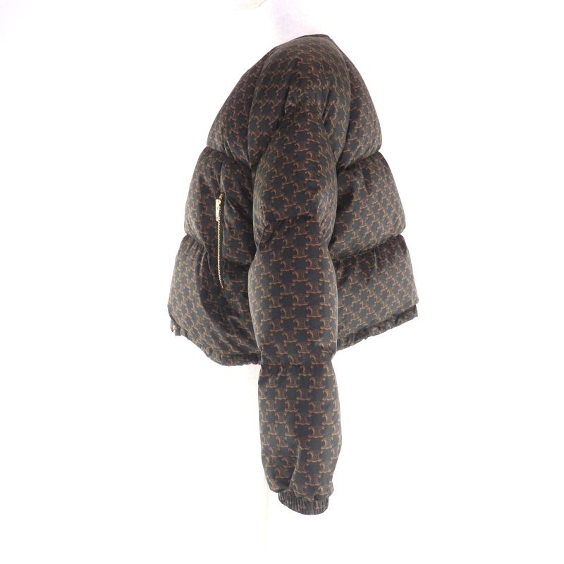 Celine 2 N Triomphe Macadam Bomber Down Jacket Outerwear Brown 40