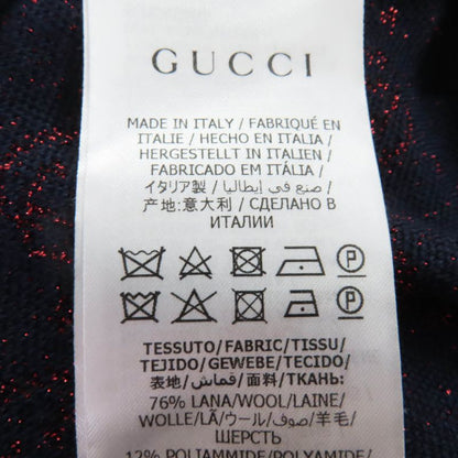 Gucci Wool Lame Jacquard GG Pattern Long Knit Skirt Navy Red