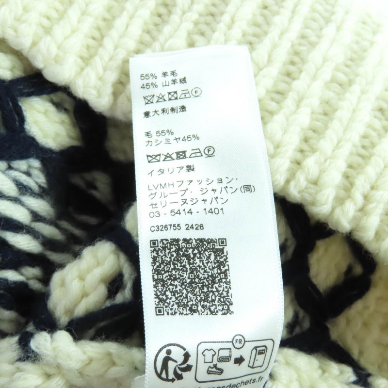 Celine 24-25aw 2adlr888z01ma Cashmere Blend Triomphe Embroidery Crew Neck Long Sleeve Knit Off White Navy S