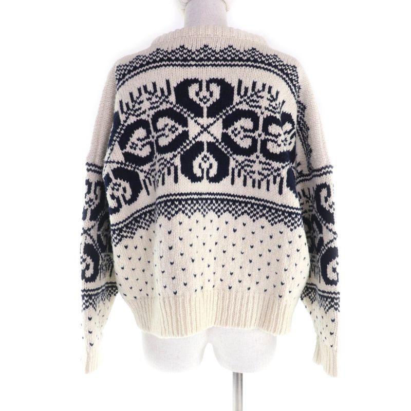 Celine 24-25aw 2adlr888z01ma Cashmere Blend Triomphe Embroidery Crew Neck Long Sleeve Knit Off White Navy S