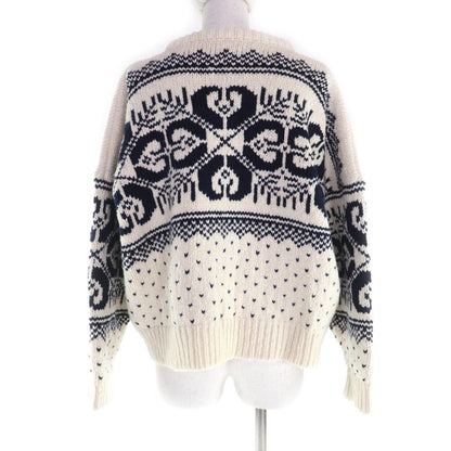 Celine 24-25aw 2adlr888z01ma Cashmere Blend Triomphe Embroidery Crew Neck Long Sleeve Knit Off White Navy S