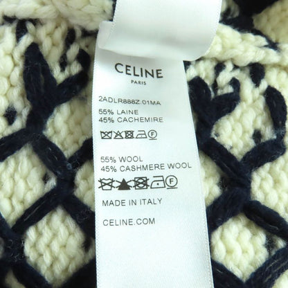 Celine 24-25aw 2adlr888z01ma Cashmere Blend Triomphe Embroidery Crew Neck Long Sleeve Knit Off White Navy S