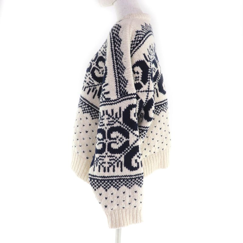 Celine 24-25aw 2adlr888z01ma Cashmere Blend Triomphe Embroidery Crew Neck Long Sleeve Knit Off White Navy S