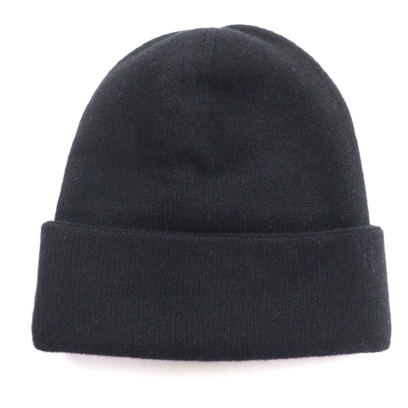 Chanel 100% Cashmere Coco Mark Knit Cap With Rhinestones Black
