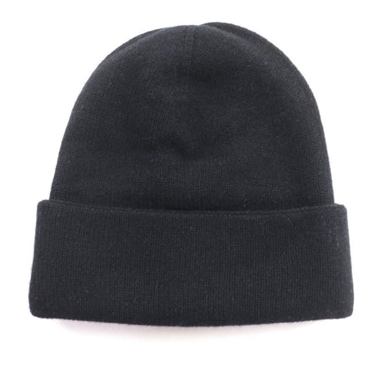 Chanel 100% Cashmere Coco Mark Knit Cap With Rhinestones Black