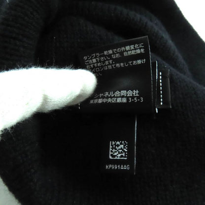 Chanel 100% Cashmere Coco Mark Knit Cap With Rhinestones Black