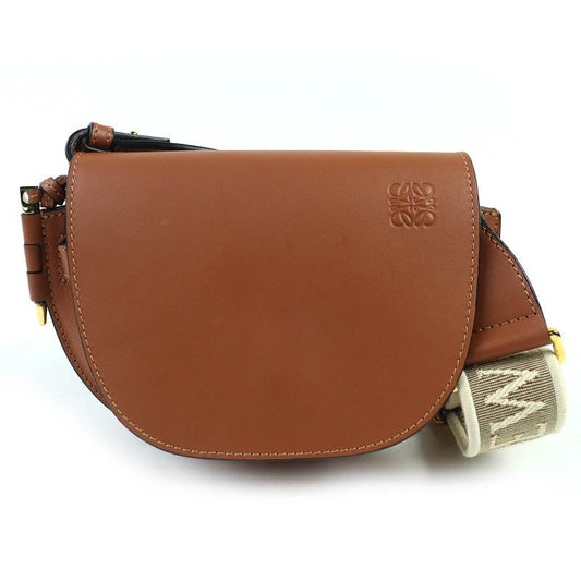 Loewe A650n46x13 Gate Dual Soft Calfskin Anagram Pochette Mini Shoulder Bag Logo Jacquard Tan