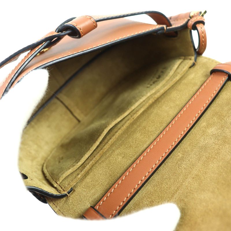 Loewe A650n46x13 Gate Dual Soft Calfskin Anagram Pochette Mini Shoulder Bag Logo Jacquard Tan