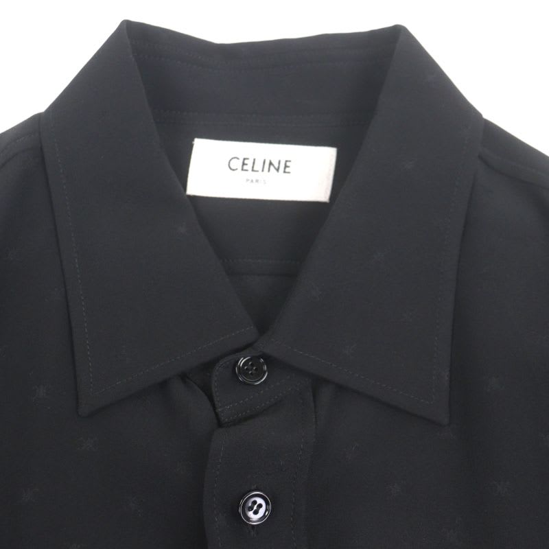 Celine 24 AW 2 C15 A805 V 100% Silk Micro Triomphe Long Sleeve Jacquard