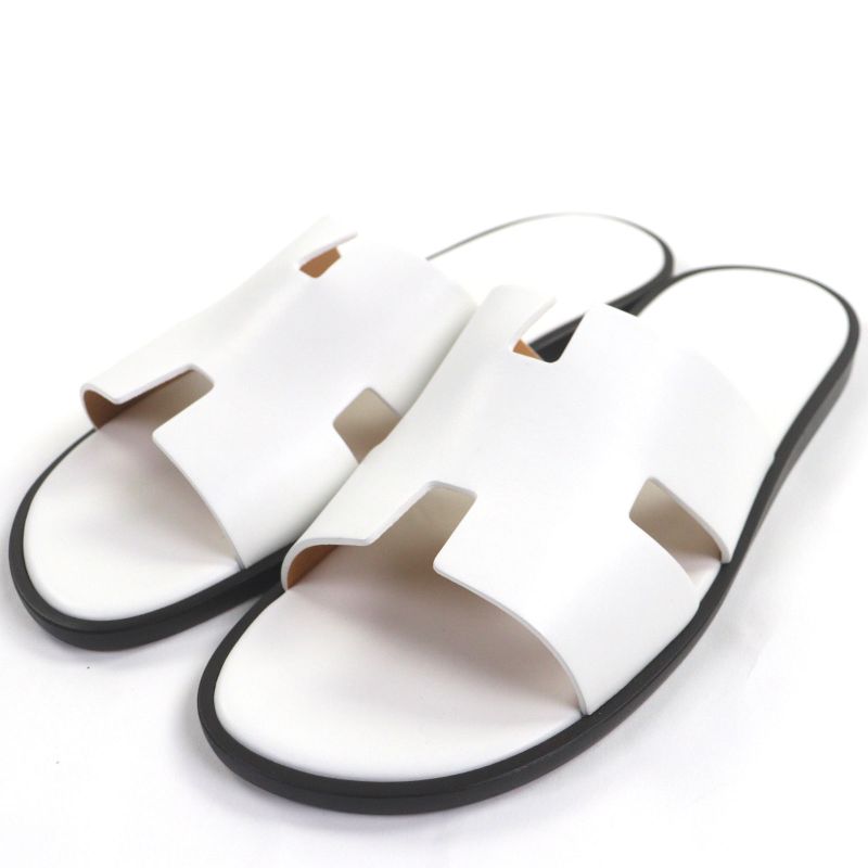 Hermes Izmir H ​​motif Leather Sandals Slide Sandals White 42 Boxes And Storage