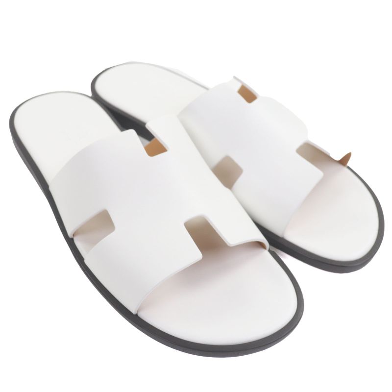Hermes Izmir H ​​motif Leather Sandals Slide Sandals White 42 Boxes And Storage