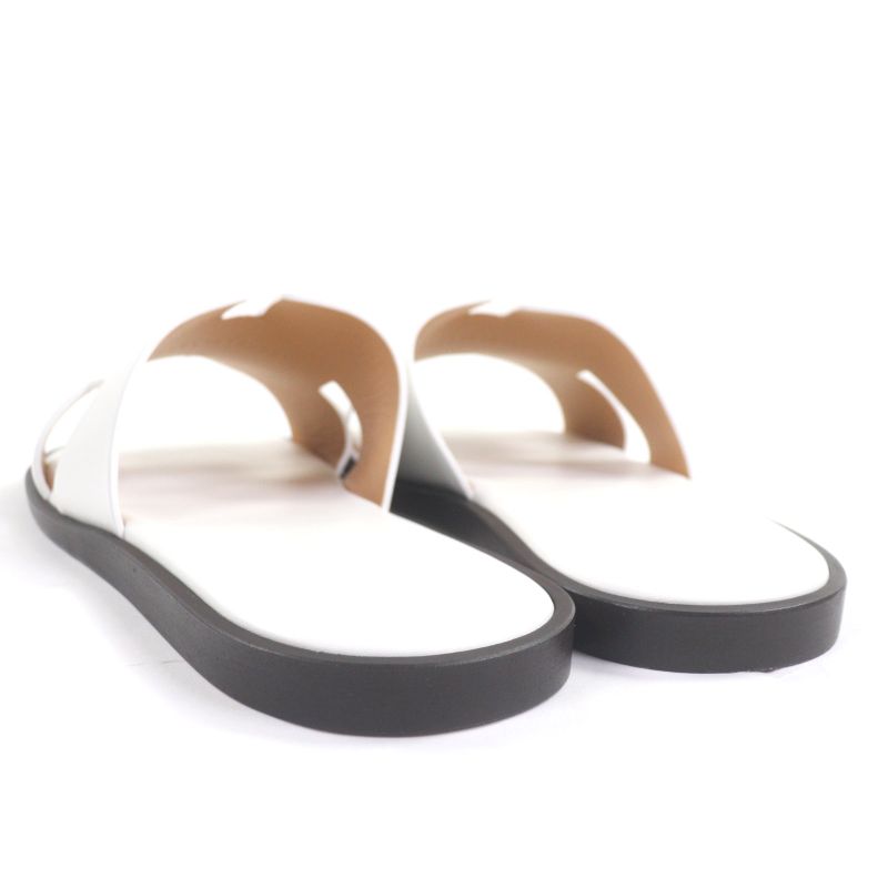 Hermes Izmir H ​​motif Leather Sandals Slide Sandals White 42 Boxes And Storage