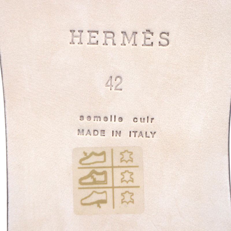 Hermes Izmir H ​​motif Leather Sandals Slide Sandals White 42 Boxes And Storage