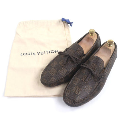 Louis Vuitton 1 Adgbg Driver Damier Grain Calf Leather Ebene Moccasin Deck