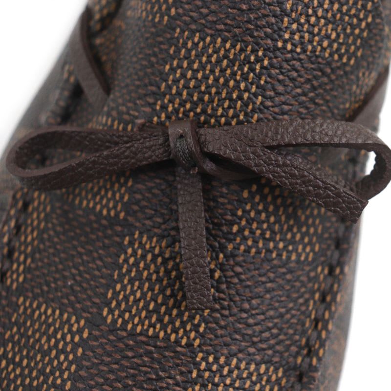 Louis Vuitton 1 Adgbg Driver Damier Grain Calf Leather Ebene Moccasin Deck