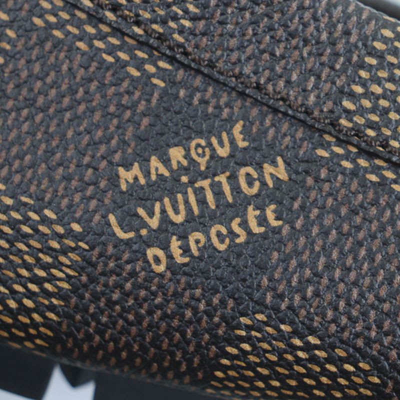 Louis Vuitton 1 Adgbg Driver Damier Grain Calf Leather Ebene Moccasin Deck