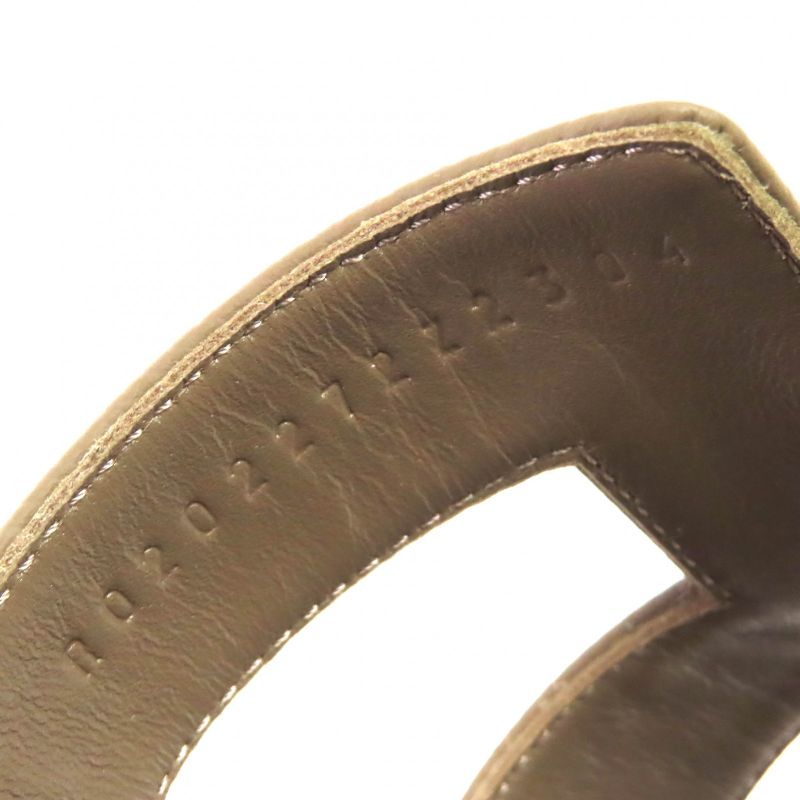 △hermes Oran Etoupe H Logo Leather Flat Sandals Mule 37 Box/storage Bag