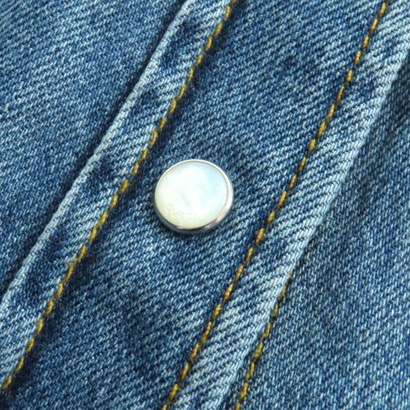 Gucci 24 SS 100% Cotton Interlocking G Brooch Filled Long Sleeve Denim
