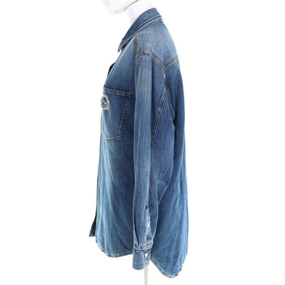Gucci 24 SS 100% Cotton Interlocking G Brooch Filled Long Sleeve Denim