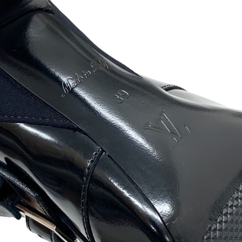 Louis Vuitton Boots Short Boots Shoes Leather Fabric Black Silver Belt Ruffle