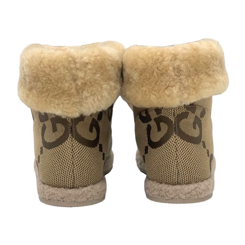 Unused Gucci Boots Short Boots Shearling Boots Shoes Horsebit GG Pattern Fabric