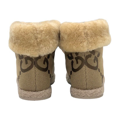 Unused Gucci Boots Short Boots Shearling Boots Shoes Horsebit GG Pattern Fabric