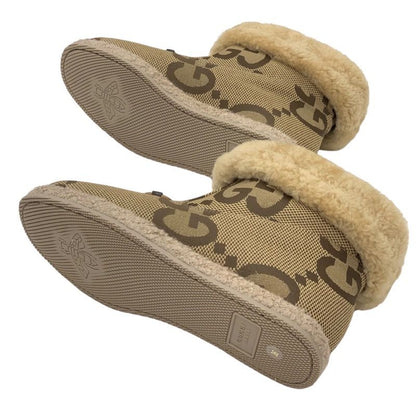 Unused Gucci Boots Short Boots Shearling Boots Shoes Horsebit GG Pattern Fabric