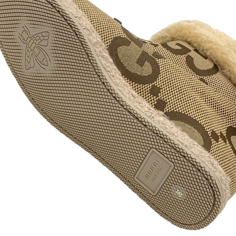Unused Gucci Boots Short Boots Shearling Boots Shoes Horsebit GG Pattern Fabric