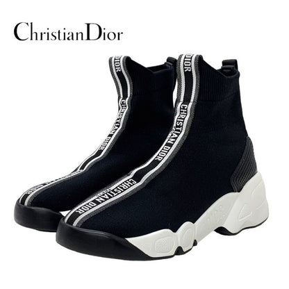 Christian DIOR Sneakers Socks Sneakers Shoes Logo Knit Black White