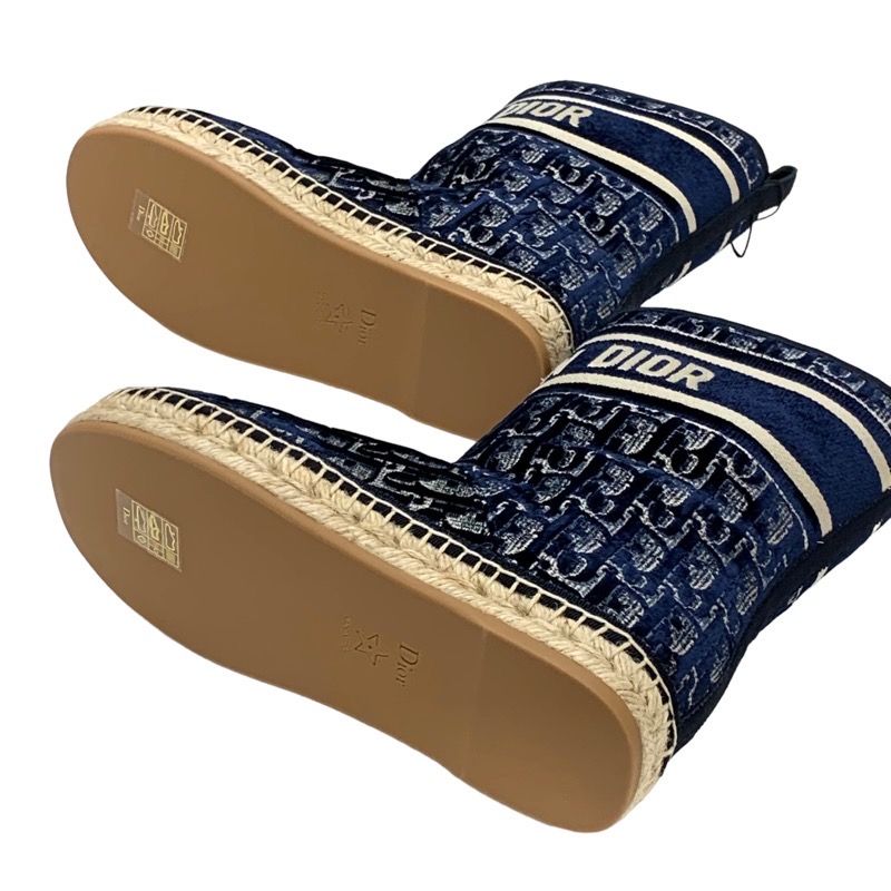 Christian DIOR Boots Short Boots Shoes Velor Shearling Navy Unused Shearling