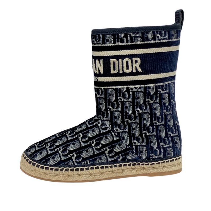 Christian DIOR Boots Short Boots Shoes Velor Shearling Navy Unused Shearling