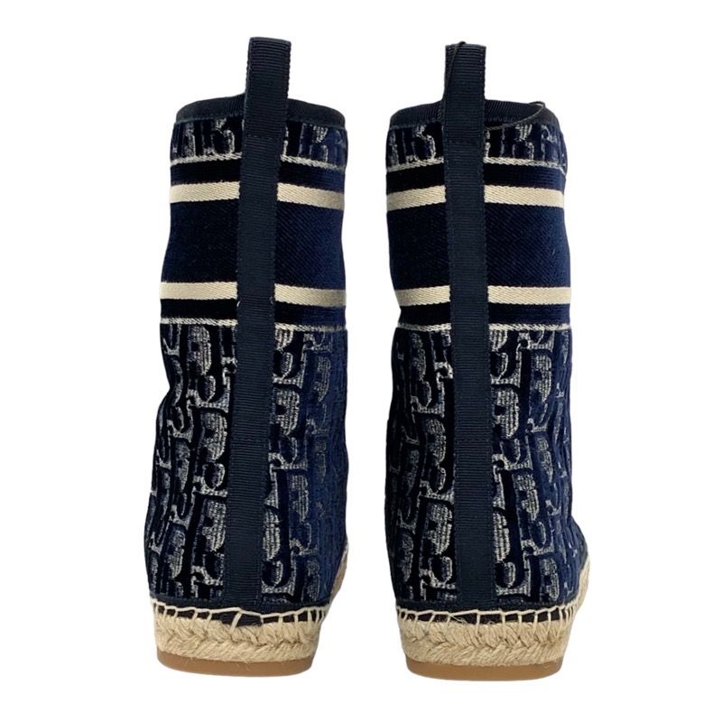 Christian DIOR Boots Short Boots Shoes Velor Shearling Navy Unused Shearling
