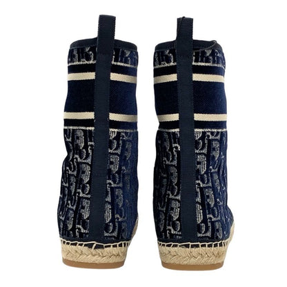 Christian DIOR Boots Short Boots Shoes Velor Shearling Navy Unused Shearling