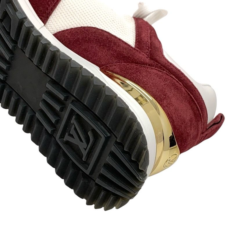 Louis Vuitton Run Away Line Sneakers Shoes Suede Leather Fabric Bordeaux White
