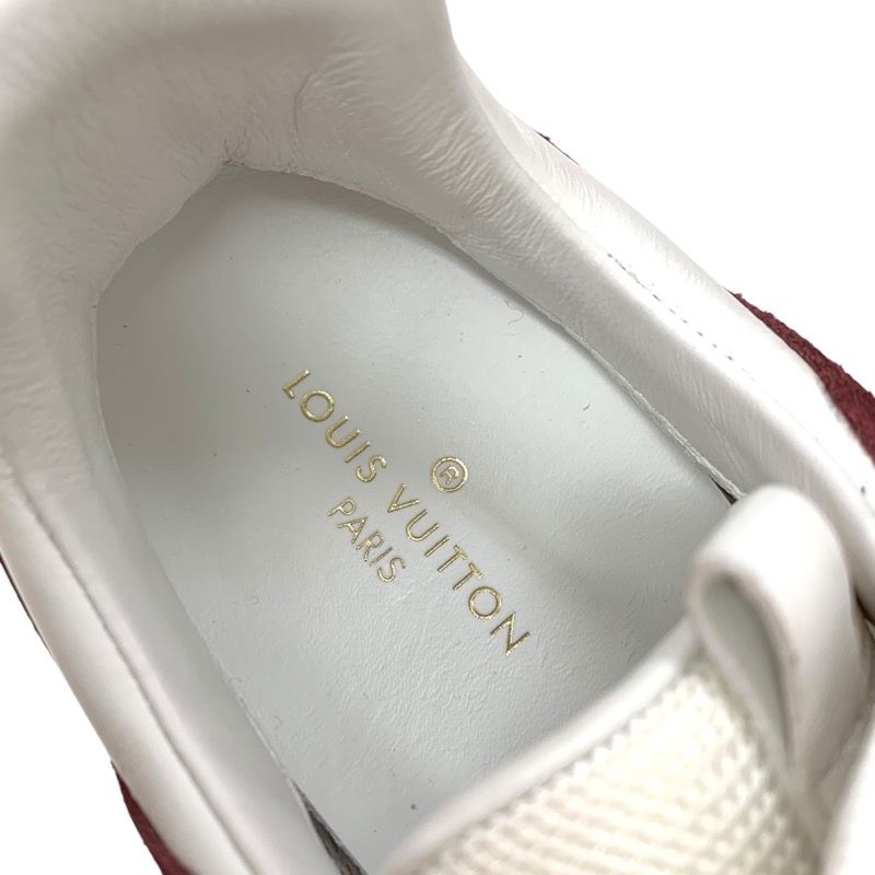Louis Vuitton Run Away Line Sneakers Shoes Suede Leather Fabric Bordeaux White