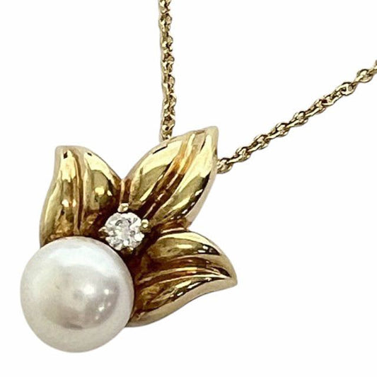 Tiffany & Co Tiffany & Co Vintage 18k 750 Leaf Diamond Pearl Necklace Pendant
