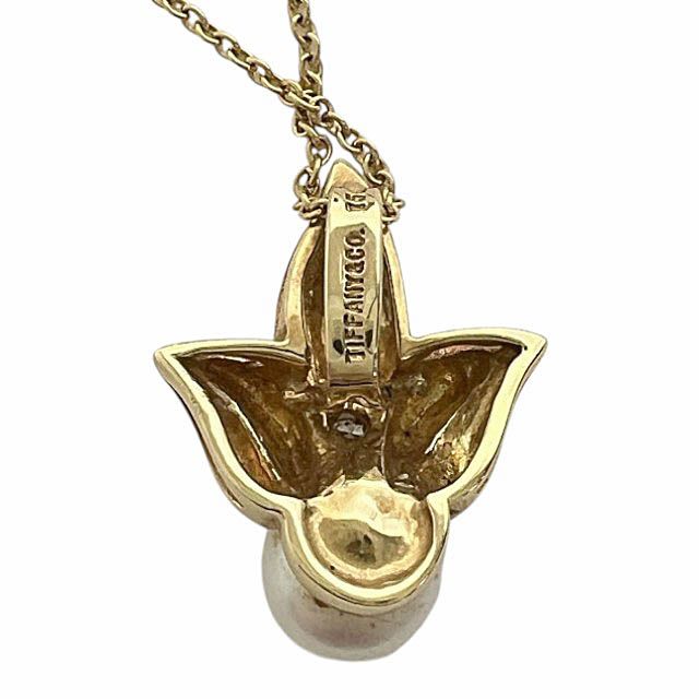 Tiffany & Co Tiffany & Co Vintage 18k 750 Leaf Diamond Pearl Necklace Pendant