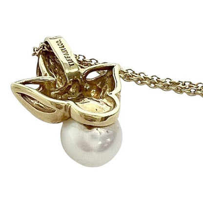 Tiffany & Co Tiffany & Co Vintage 18k 750 Leaf Diamond Pearl Necklace Pendant