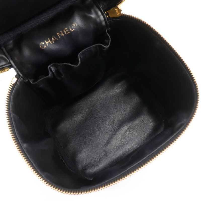 Chanel Chanel Vanity Handbag Caviar Leather Black Pouch