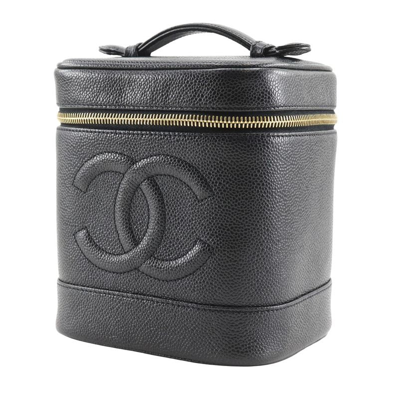 Chanel Chanel Vanity Handbag Caviar Leather Black Pouch