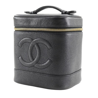 Chanel Chanel Vanity Handbag Caviar Leather Black Pouch