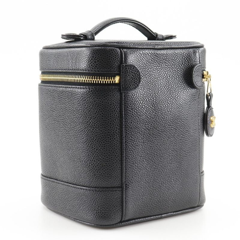 Chanel Chanel Vanity Handbag Caviar Leather Black Pouch