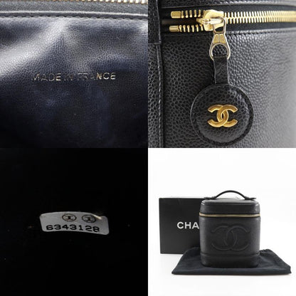Chanel Chanel Vanity Handbag Caviar Leather Black Pouch