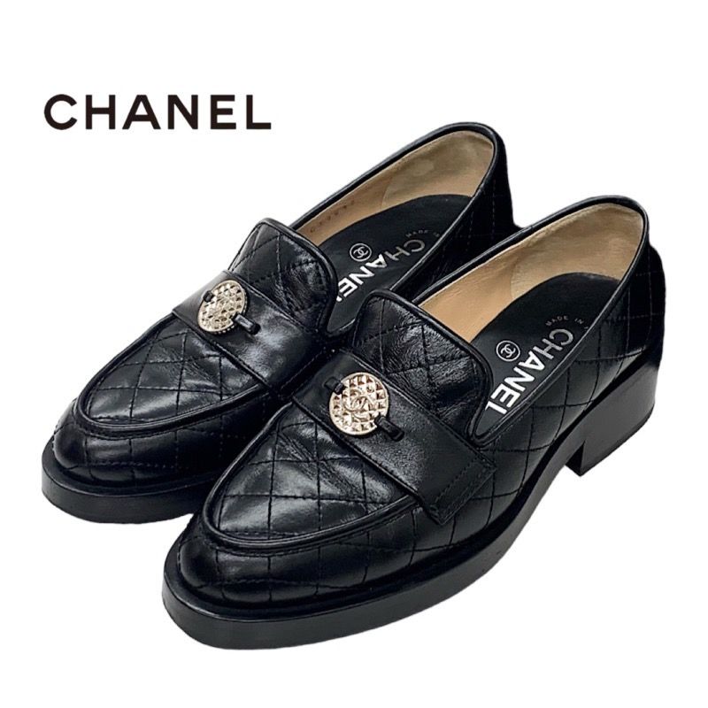 Chanel Loafers Shoes Leather Black Flat Shoes Here Mark Matelasse