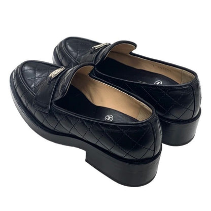 Chanel Loafers Shoes Leather Black Flat Shoes Here Mark Matelasse