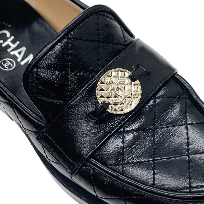 Chanel Loafers Shoes Leather Black Flat Shoes Here Mark Matelasse