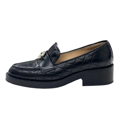 Chanel Loafers Shoes Leather Black Flat Shoes Here Mark Matelasse
