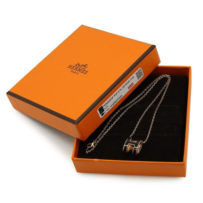 Hermes Pop Ash Pop H Logo Hnecklace Pendant PGP Pink Gold Plated Black